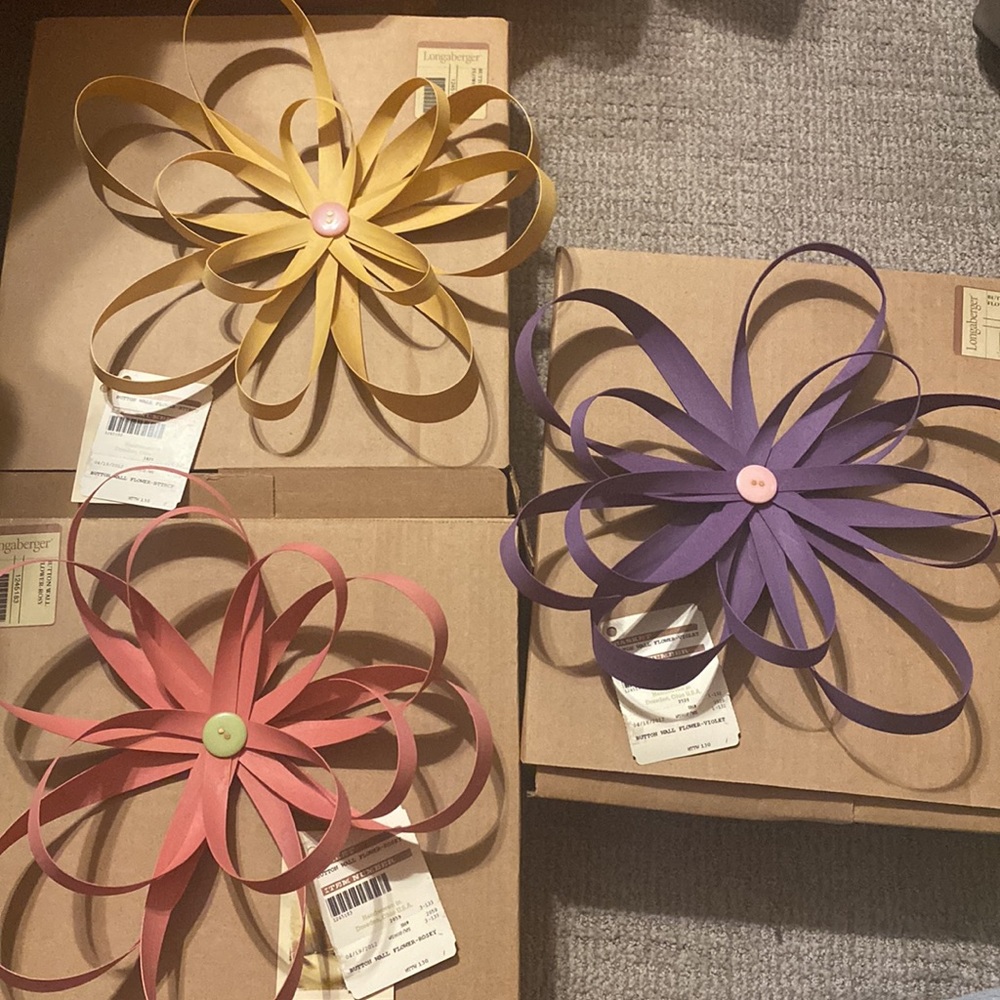 Longaberger Button wall flowers-Set of 3